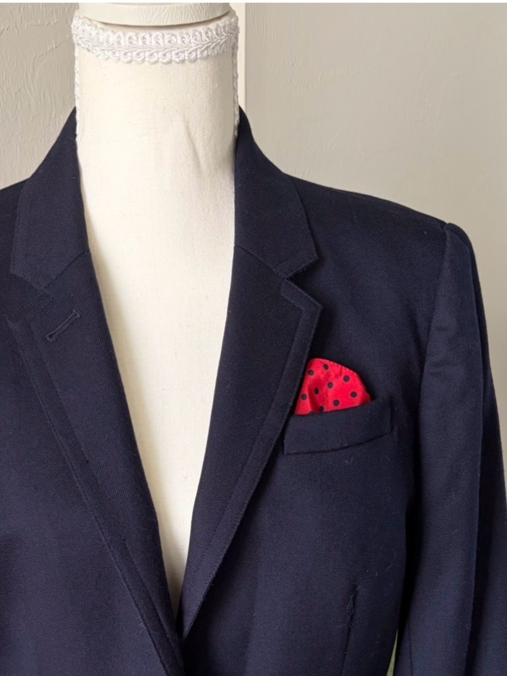 Women’s Red & Navy Polka Dot Pocket Scarf